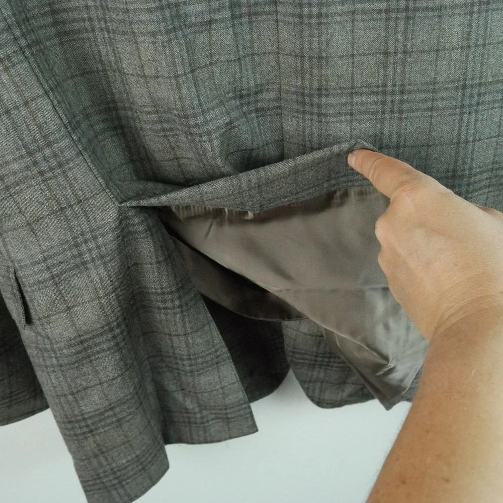 Brooks Brothers Regent E. Thomas Wool Cashmere Plaid Sport Coat Blazer Grey 44R